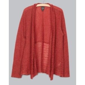 NWOT Eileen Fisher Mohair Melange Orange Fuzzy Open Front Cardigan Women L China